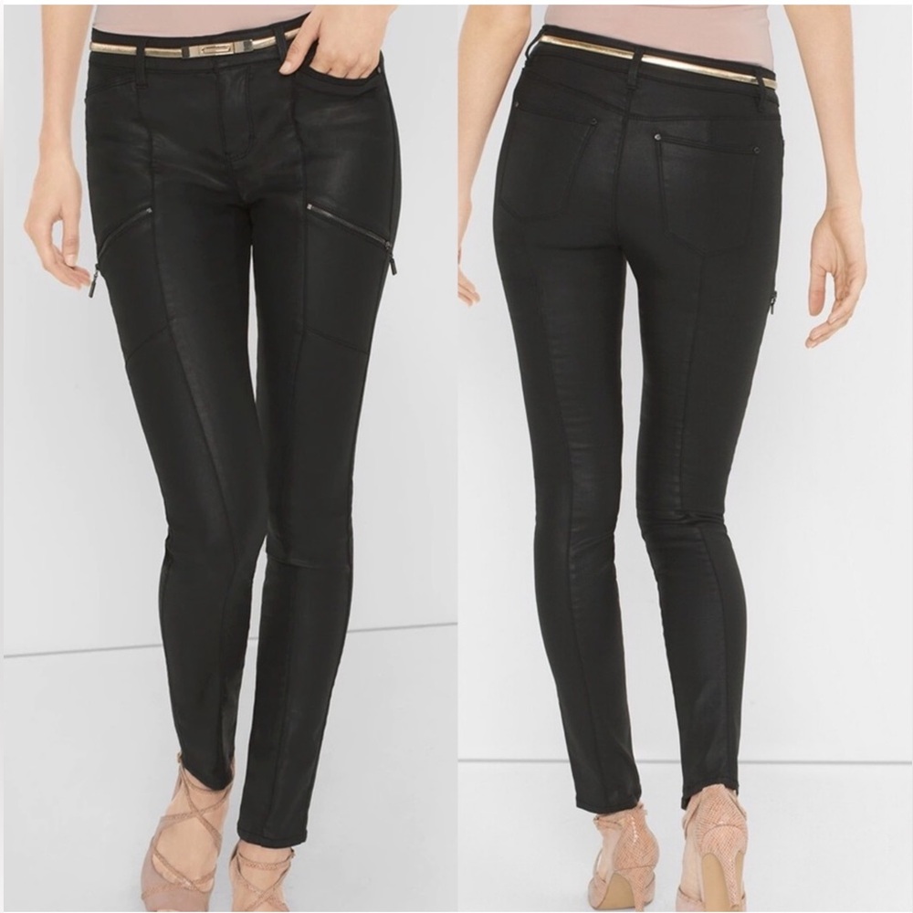 White House Black Market Coated Leather Look Pants Size 0